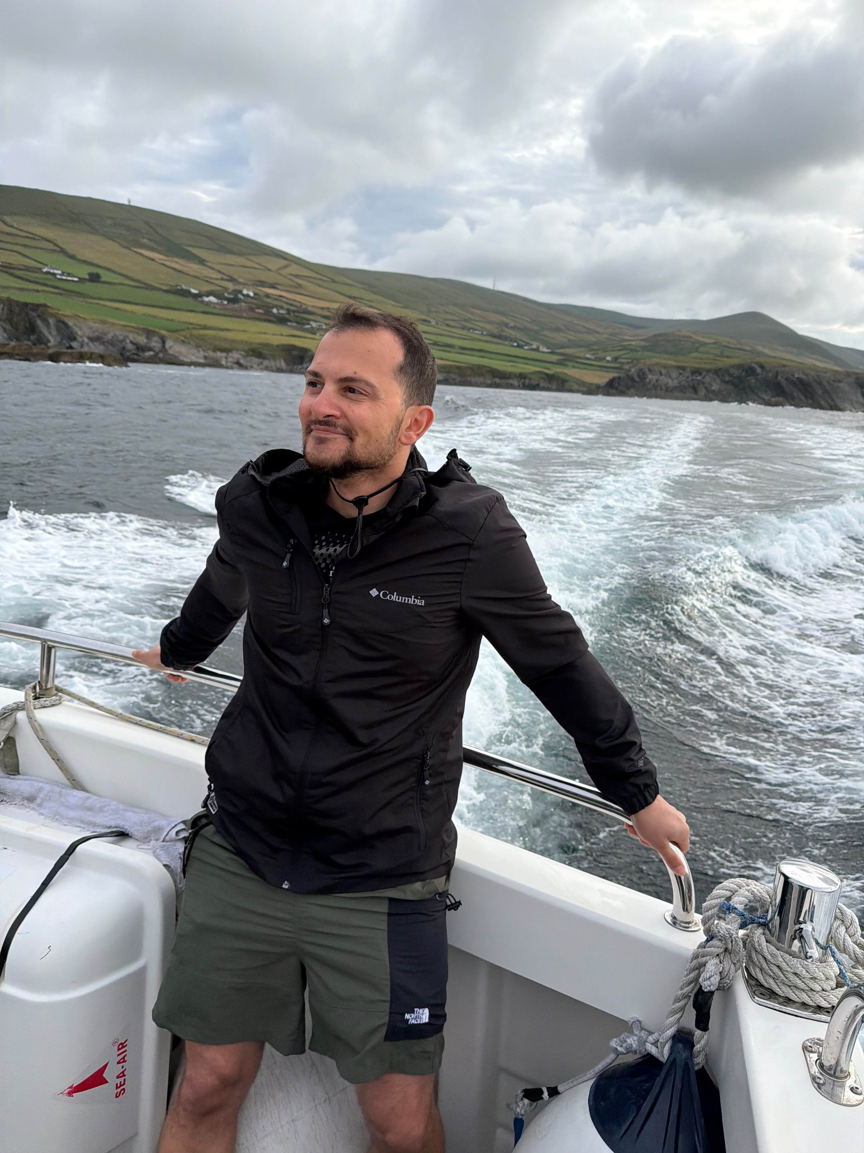 Yusuf Aytas on the boat to Skellig Michael