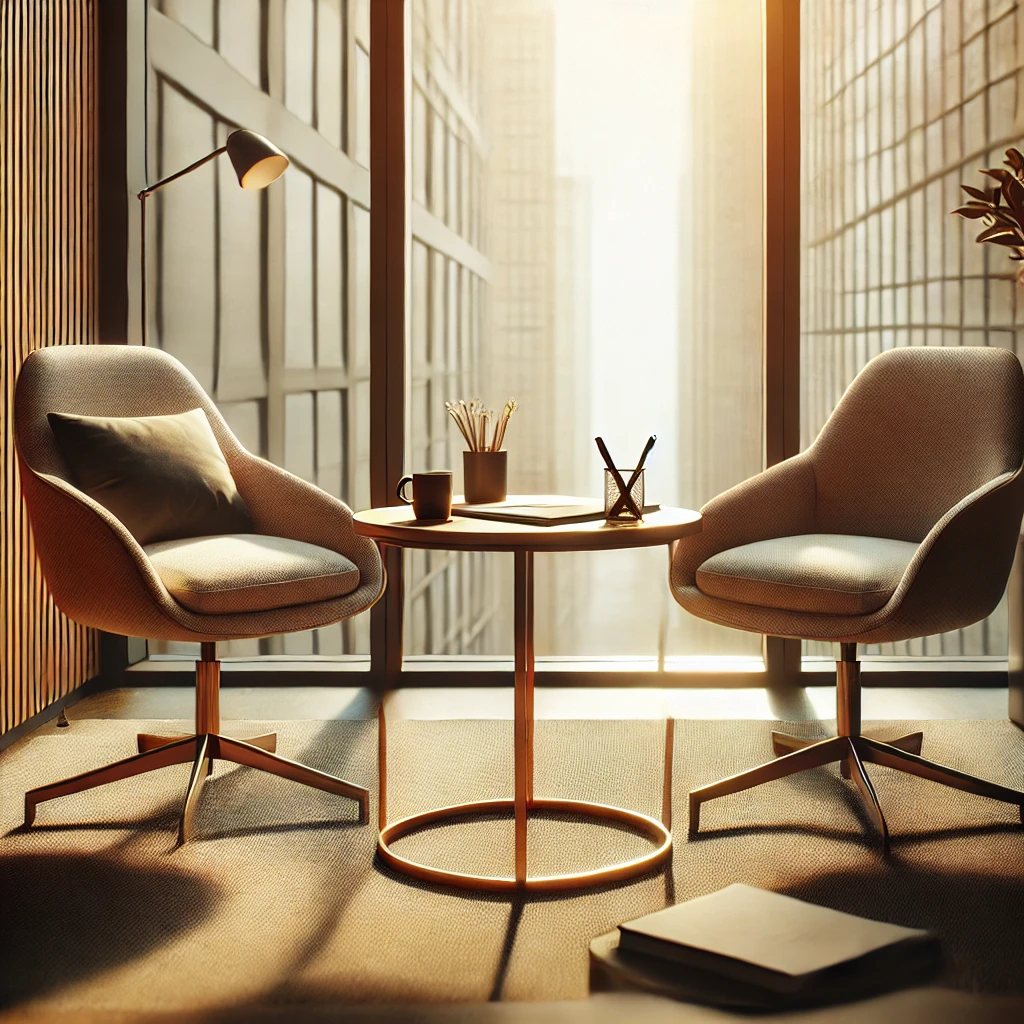  professional one-on-one meeting setting, designed to create a comfortable and open environment for effective communication.